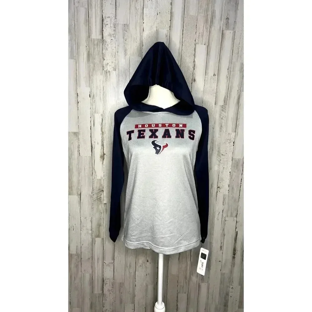 NWT Houston Texans Boys' Youth‎ Large Long Sleeve Lightweight Pullover Hoodie